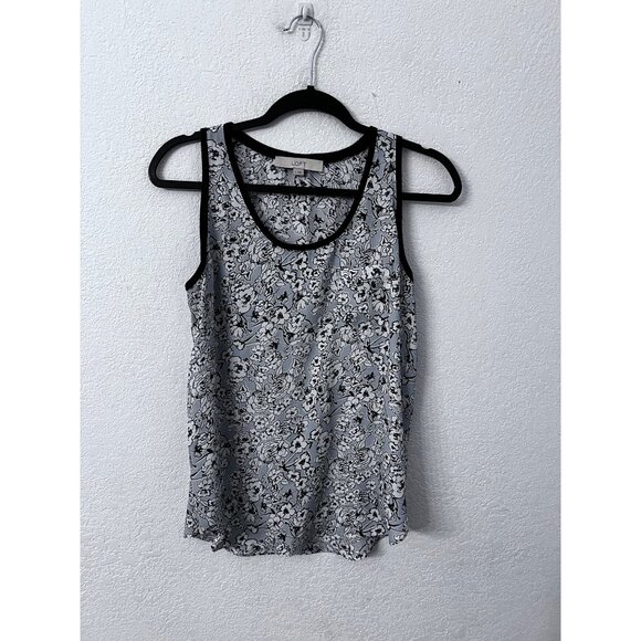 Loft Womens Floral Sleeveless Blouse Black & White womens size small - Picture 1 of 5